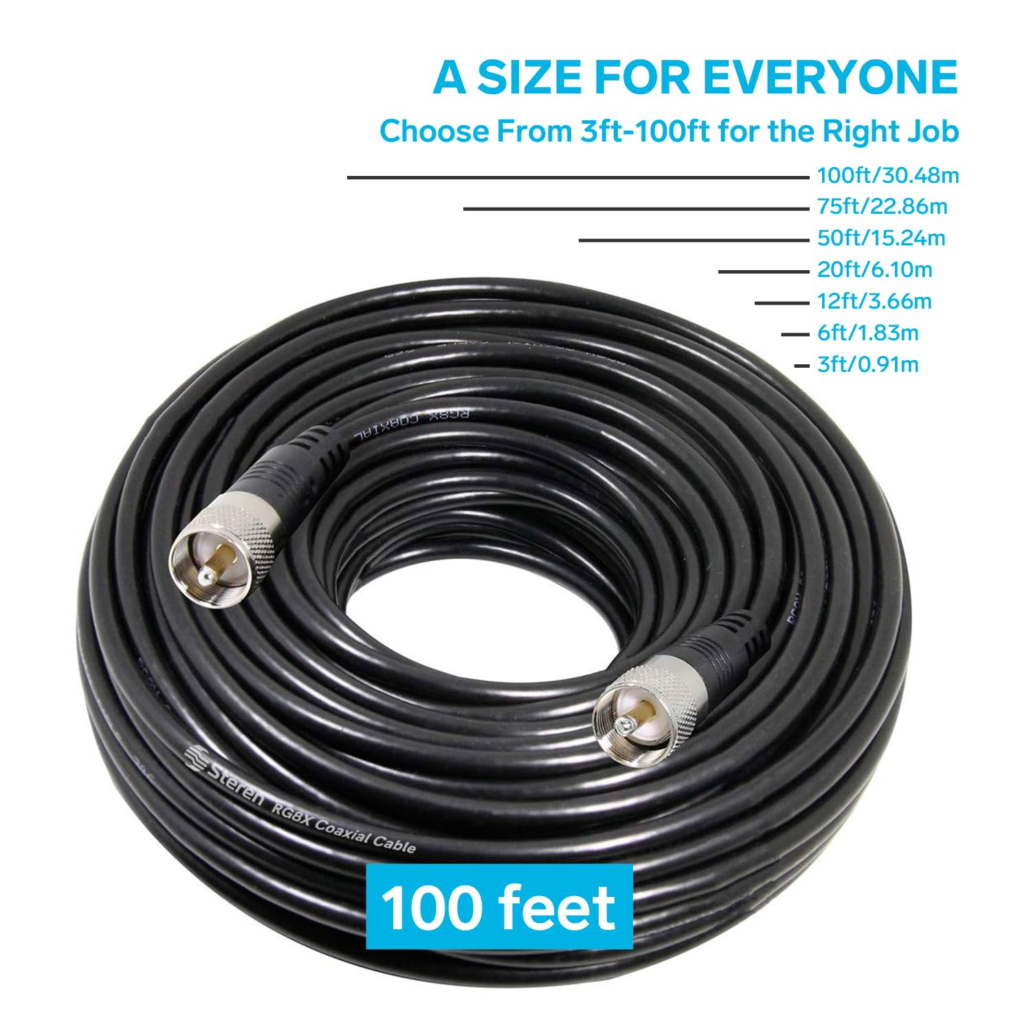 Amazon.com: STEREN RG8X Coaxial Cable 100 ft, CB Coax Cable with